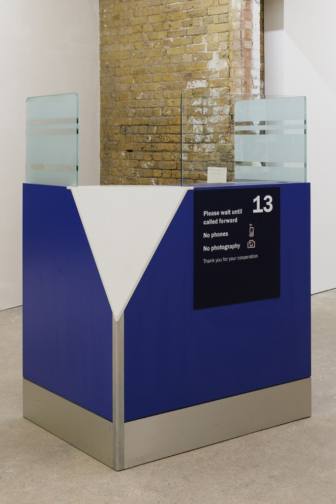 2.-YP_decommissioned-Border-Force-immigration-and-passport-control-desk-(Heathrow)_Testaments,-Goldsmiths-CCA,-Installation-view_Copyright-the-artist-and-mother's-tankstation-limited_