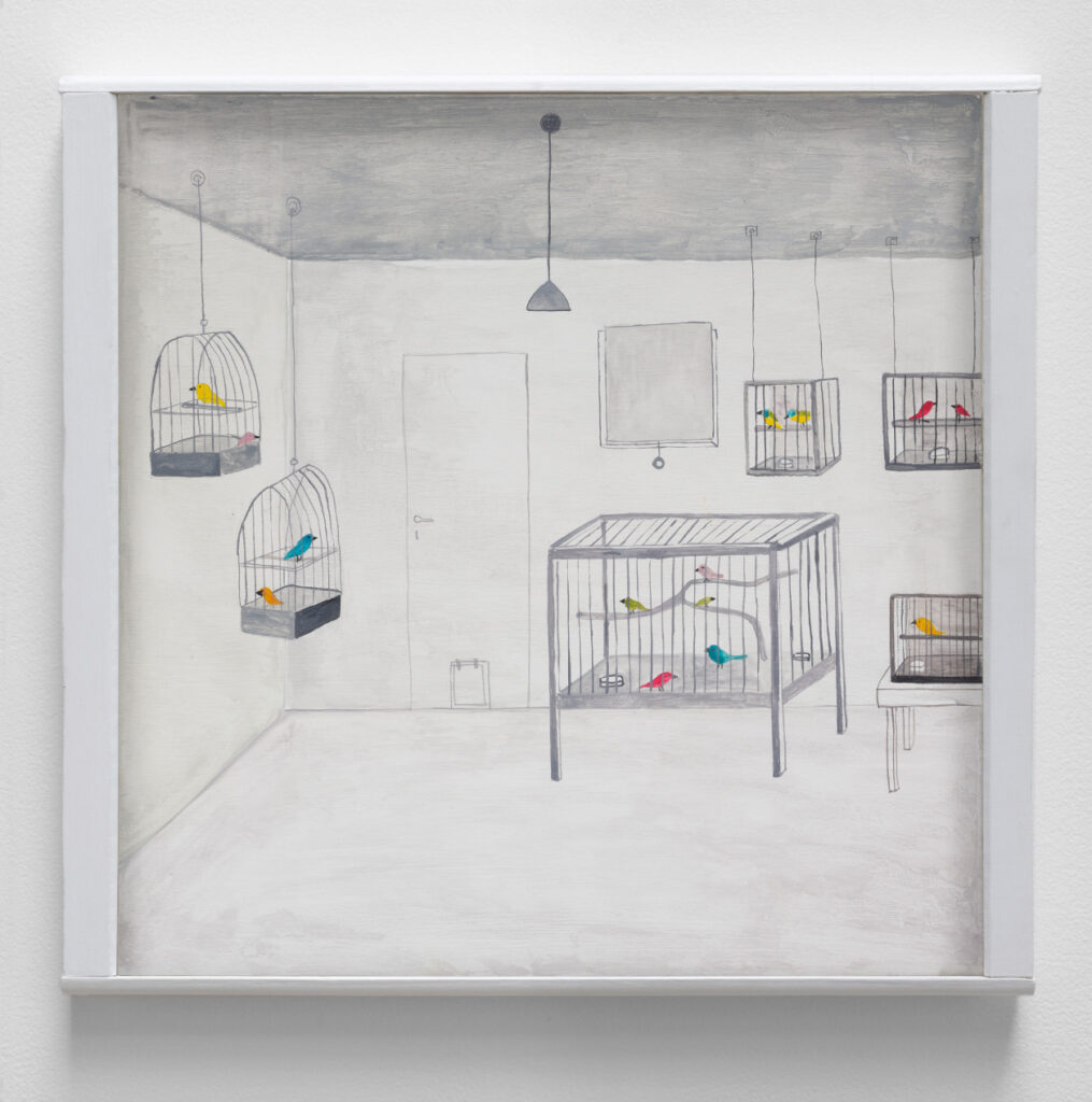 19.1 Noel McKenna_Room with Birds_2019_Oil on plywood_42 x 44 cm_Copyright the artist and mother's tankstation limited
