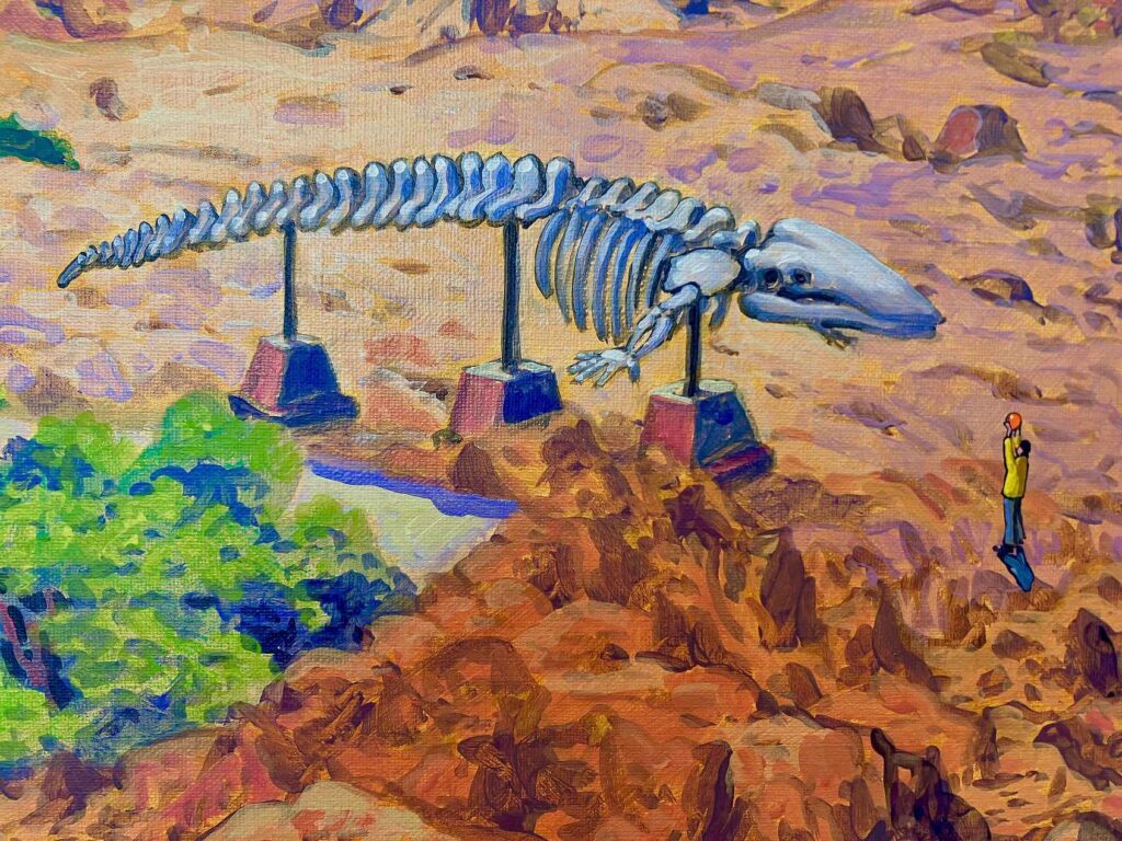 24. SWCH_The Arrival at Cape D'Aguilar_Detail_2025_Acrylic on canvas_102 x 152 cm framed_Copyright the artist and mother’s tankstation